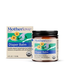 Motherlove Diaper Balm (4 oz) Organic Herbal Diaper Rash Cream-Cloth diaper Safe, Zinc Oxide- & Petroleum-Free