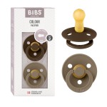 BIBS Pacifiers Colour Collection | Natural Rubber Baby Pacifier | Set of 2 BPA-Free Soothers | Made in Denmark | 0+ Months (Pack of 2) | Mocha/Dark Oak