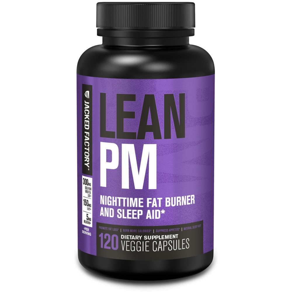 Jacked Factory Lean PM Night Time Fat Burner, Sleep Aid Supplement, & Appetite Suppressant for Men and Women - 120 Stimulant-Free Veggie Weight Loss Diet Pills