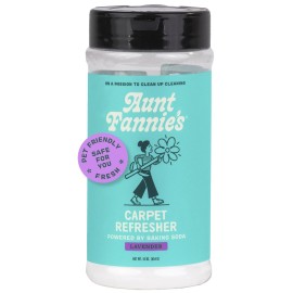 Aunt Fannie\'s Carpet Refresher & Deodorizer Powder, Multi-Purpose Carpet, Rug, and Upholstery Odor Eliminator for Homes with Cats and Dogs, Lavender Scent, 16 Oz (Pack of 1)