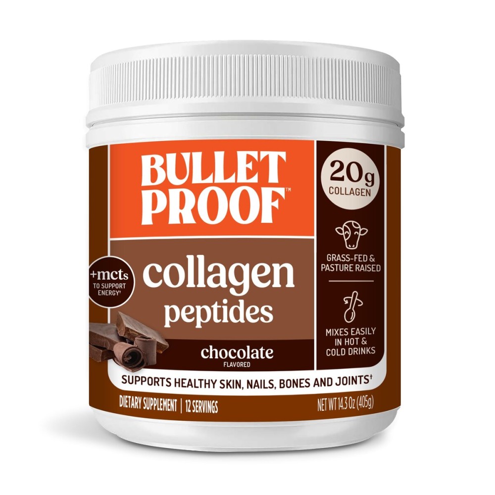 Bulletproof Chocolate Collagen Peptides Powder with MCT Oil, 14.3 Ounces, Grass-Fed Collagen Protein for Skin, Bone and Joint Support, Pasture Raised, No Added Hormones