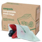 Compostic Home Compostable Resealable Snack Bags (6x 3.5), Microwave & Freezer Safe, Organic Food Storage Container, 100 Count