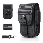 WYNEX Tactical Phone Pouch Molle,Smartphone Holster Bag EDC Utility Cellphone Lock Card Holder Organizer Fit for Waist Belt Case Include Tactical Gear Clip and U.S.A Patch
