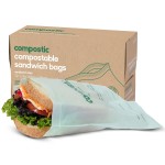 Compostic Home Compostable Resealable Sandwich Bags (7x7), Microwave & Freezer Safe, Organic Food Storage Container, 100 Count