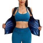 Junlan Sauna Suit for Women Waist Trainer Vest Sweat Tank Top Shaper for Women with Zipper (Blue, XX-Large)