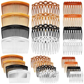 24 Pieces French Hair Side Combs Set Plastic Twist Comb Hair Clip Combs Accessories for Girls Women (9/11 /23 Teeth Side)