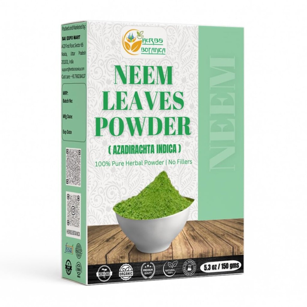 Herbs Botanica Neem Powder for Hair Growth, Skin Care & Detox Wildcrafted Bitter Neem Leaves Powder for Immune System Support, Digestive Health 5.3 oz