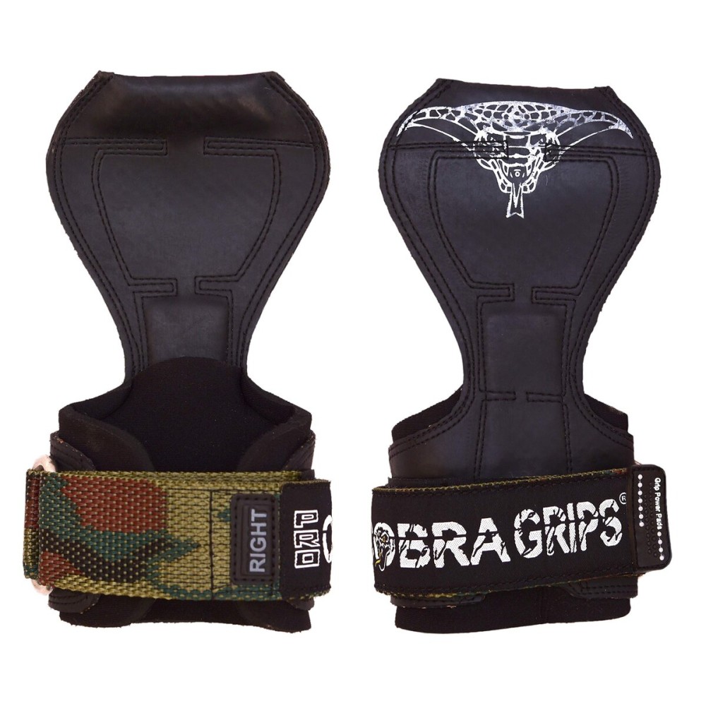 Cobra Grips PRO Weight Lifting Gloves Heavy Duty Straps Alternative Power Lifting Hooks Best for Deadlifts Adjustable Neoprene Padded Wrist Wraps Support Bodybuilding (FIT Milt CAMO Rubber)