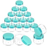 20 Pieces Round Pot Jars Plastic Cosmetic Containers Set with Lid for Liquid Creams Sample, 20 ml/ 0.7 oz (Teal Lid)