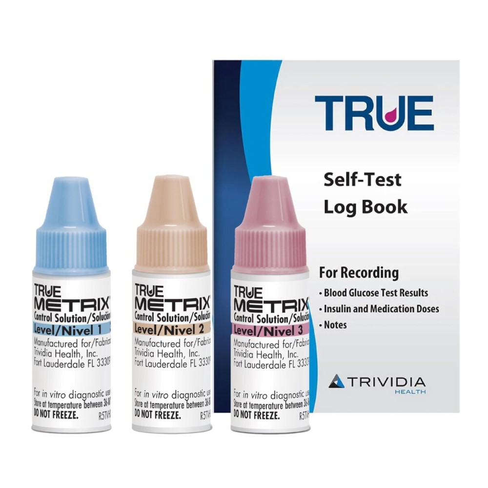 TRUE METRIX Control Solution Bundle Level 1, Level 2, and Level 3 Solutions, TRUEplus Log Book, For Use with TRUE METRIX Blood Glucose Test Strips