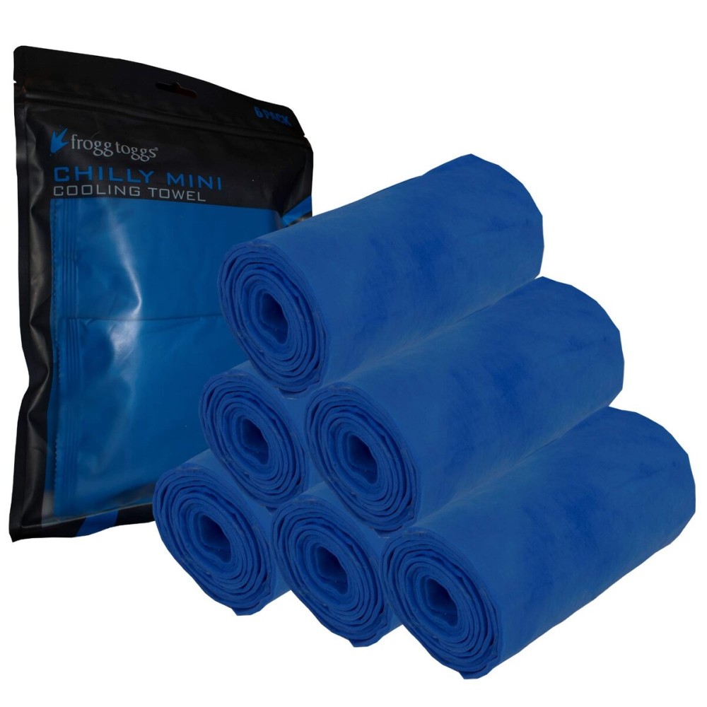 FROGG TOGGS Chilly Mini Cooling Neck Towel, Blue- 29x3, Pack of 6