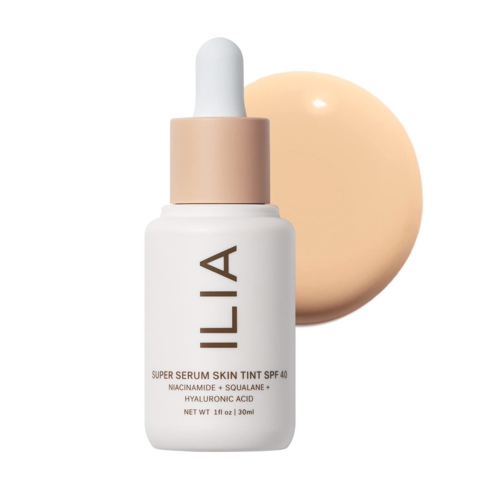 ILIA - Super Serum Skin Tint SPF 40 | Non-Comedogenic, Vegan, Lightweight to Help Against Blue Light, + Pollution while Hydrating, Smoothing, + Refining (Balos ST3, 1 fl oz | 30 ml)