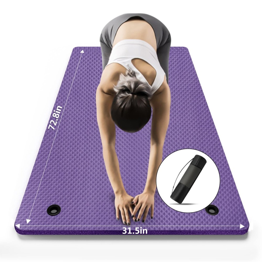 LFS Yoga Mat 72.8 x 31.5 x 2/5 inch Thick With Strap and Bag, Extra Wide Workout Mat for Women and Men, Non Slip Exercise Mat for Home Outdoor Yoga, Pilates, Stretching, Floor & Fitness Workouts