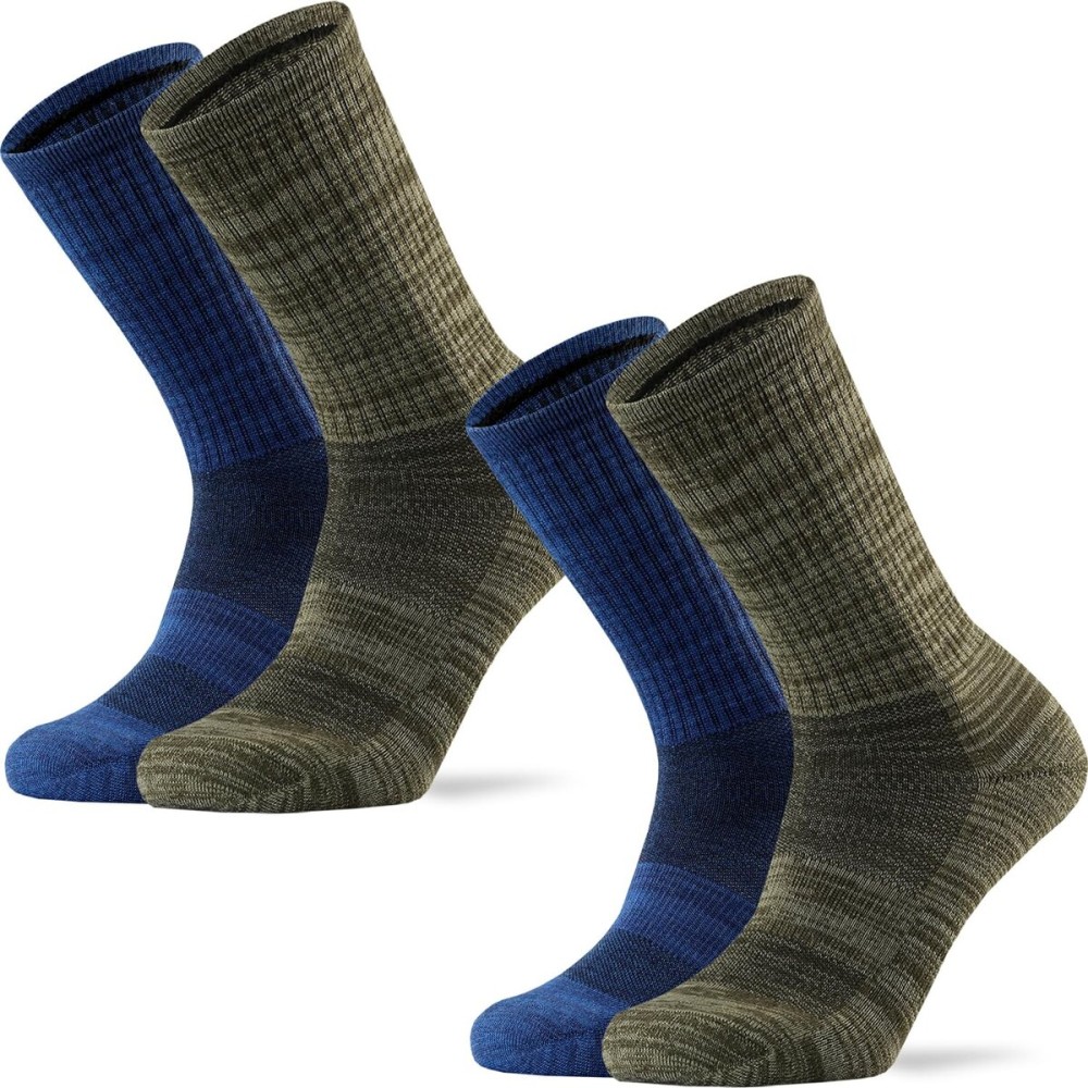 Ortis Men\'s Merino Wool Cushion Crew Socks with Moisture Wicking Control Light Weight Breathable for Outdoor Hiking Cycling(MixColor1 L)