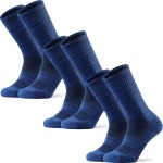 Ortis Men\'s Merino Wool Cushion Crew Socks with Moisture Wicking Control Light Weight Breathable for Outdoor Hiking Cycling(Blue XL)