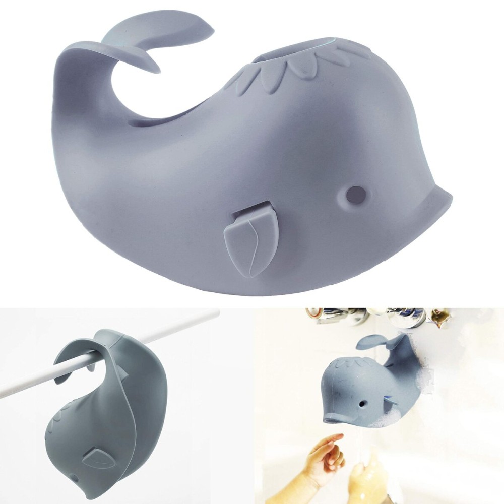 Bath Spout Cover for Bathtub,Baby Shower Protector Cover A Fun Way to Protects Baby from Bumping Head During Bathing Time Cute Soft Whale Design Making for Enjoyable Safe Baths (Grey)