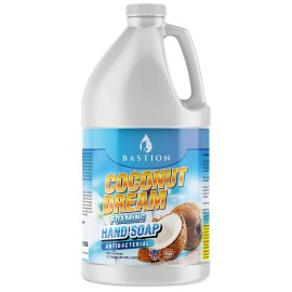 Bastion Antibacterial Foaming Hand Soap - Coconut Dream Hand Wash - Bulk 1/2 Gallon (64 oz) Refill Jug. Coconut Dream Scented. Non-toxic. Made in the USA.(Foaming Dispenser Required)