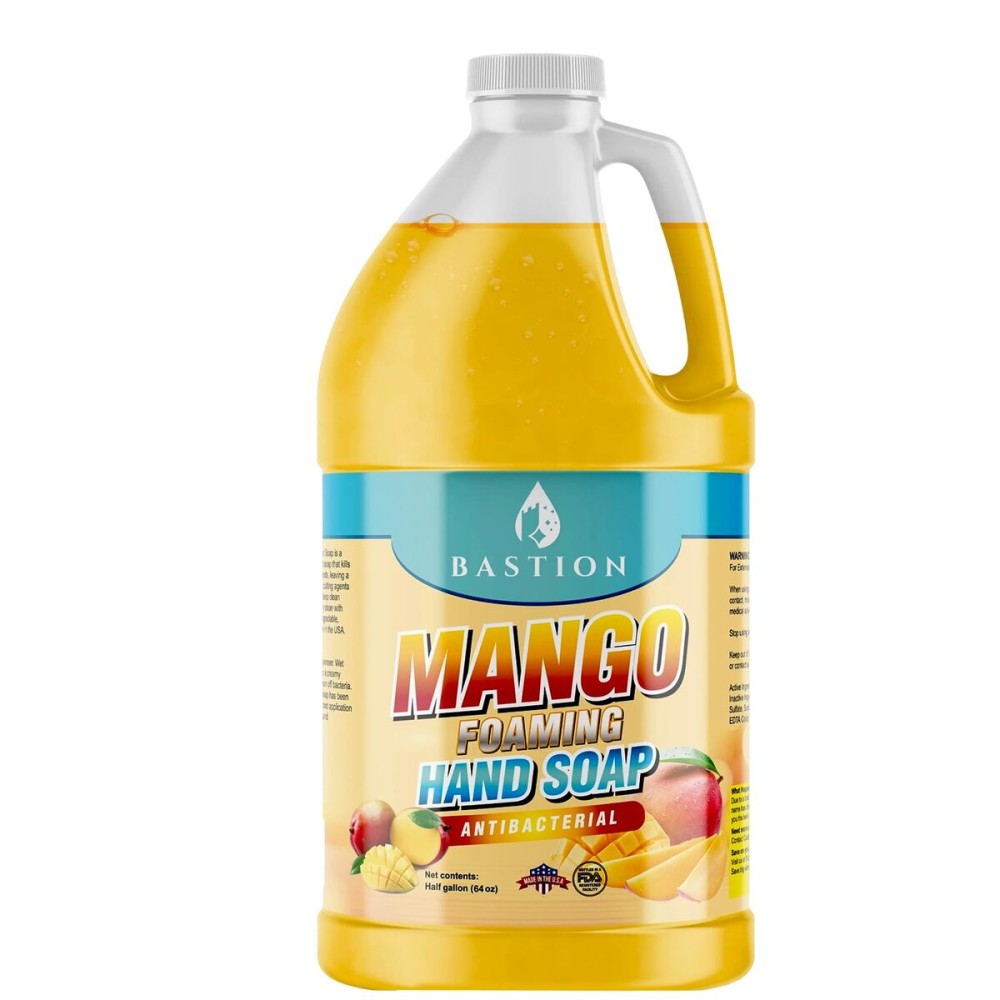 Antibacterial Hand Soap - Mango Foaming Hand Wash - 1/2 Gallon (64 oz.) Bulk. Refill Jug. Mango Scented. Non-toxic. Made in the USA.