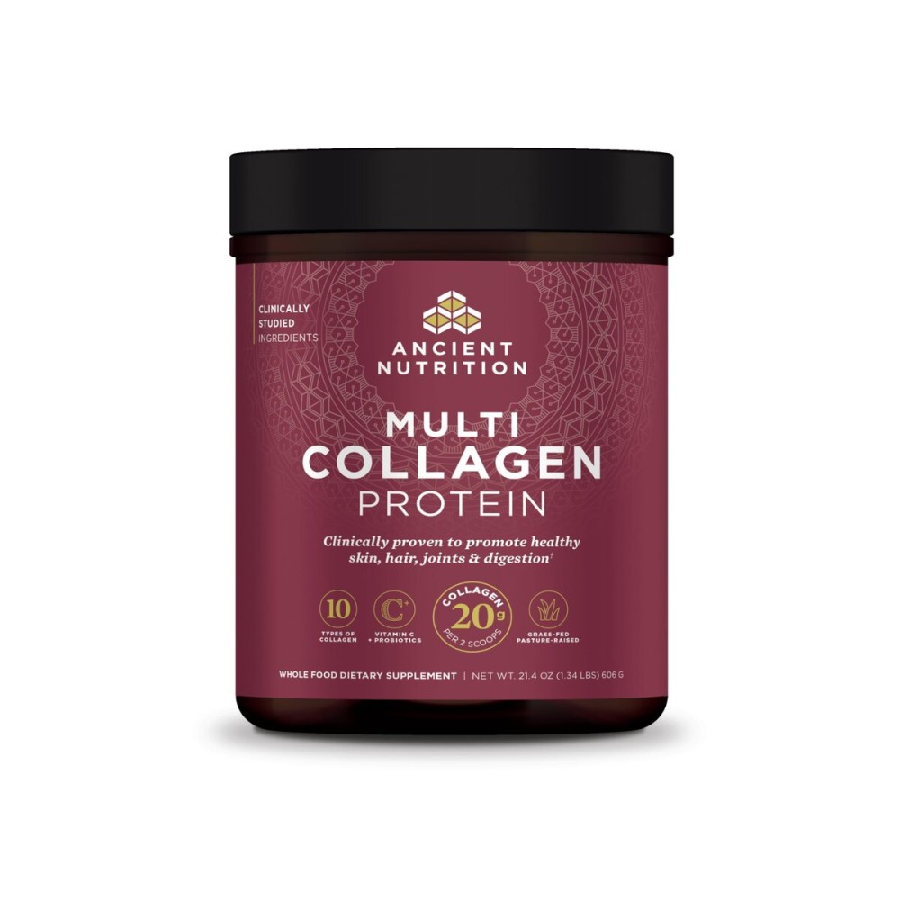 Ancient Nutrition Collagen Peptides Powder, Multi Collagen Protein, Women & Men, Vitamin C, Probiotics, Hydrolyzed Collagen, Supports Skin, Joints, Gut Health, Unflavored, 60 Servings