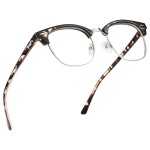 AOMASTE Blue Light Blocking Glasses Vintage Half Frame UV Clear Lens Anti Eyestrain Computer Gaming Glasses for Women Men