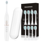 kingheroes Electric Toothbrush Set, Comes with 8 Brush Heads & Travel Case,4 Modes with 2 Minutes Built in Smart Timer, One Charge for 60 Days, 42000 VPM Motor (White)