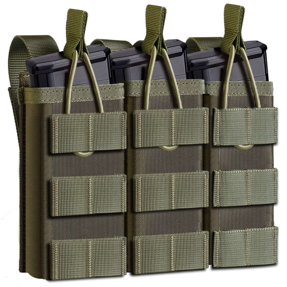 ELVO Tactical Molle Mag Pouch, Open-Top Molle Double/Triple Stacker 5.56 7.62 Magazine Pouches Holder Carrier for Rifle M4 M14 G36 HK416 AR-15 and Glock 17 19 M1911 9MM Magazines Holster