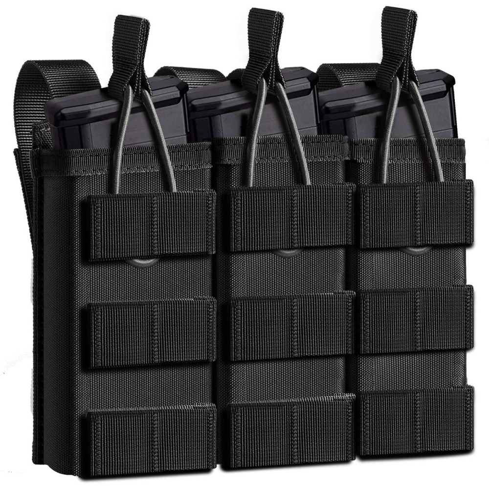 ELVO Tactical Molle Mag Pouch, Open-Top Molle Double/Triple Stacker 5.56 7.62 Magazine Pouches Holder Carrier for Rifle M4 M14 G36 HK416 AR-15 and Glock 17 19 M1911 9MM Magazines Holster