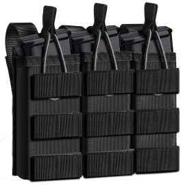 ELVO Tactical Molle Mag Pouch, Open-Top Molle Double/Triple Stacker 5.56 7.62 Magazine Pouches Holder Carrier for Rifle M4 M14 G36 HK416 AR-15 and Glock 17 19 M1911 9MM Magazines Holster