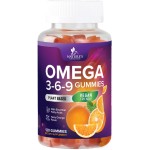 Omega 3 6 9 Gummies - Vegan Triple Omega 3 Supplement Gummy - Essential Fatty Acids Oil 369 Complex Heart Support and Brain Support for Women, Men & Pregnancy, Fish Free Non-GMO, Orange - 120 Gummies