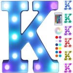 Foaky Colorful LED Letter Lights with Remote,Marquee Light Up Letters Sign for Night Light Wedding/Birthday Party Battery Powered Christmas Lamp Home Bar Decoration(K)