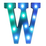 Foaky Colorful LED Letter Lights with Remote,Marquee Light Up Letters Sign for Night Light Wedding/Birthday Party Battery Powered Christmas Lamp Home Bar Decoration(W)