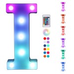 Foaky Colorful LED Letter Lights with Remote,Marquee Light Up Letters Sign for Night Light Wedding/Birthday Party Battery Powered Christmas Lamp Home Bar Decoration(I)