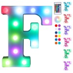 Foaky Colorful LED Letter Lights with Remote,Marquee Light Up Letters Sign for Night Light Wedding/Birthday Party Battery Powered Christmas Lamp Home Bar Decoration(F)