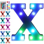 Foaky Colorful LED Letter Lights with Remote,Marquee Light Up Letters Sign for Night Light Wedding/Birthday Party Battery Powered Christmas Lamp Home Bar Decoration(X)