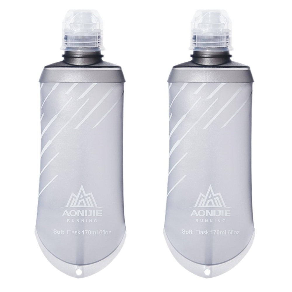 TRIWONDER Water Bottles TPU Soft Flasks Collapsible Running Flasks for Hydration Pack Backpack Hiking Cycling (170ml/5.75oz - Pack of 2)