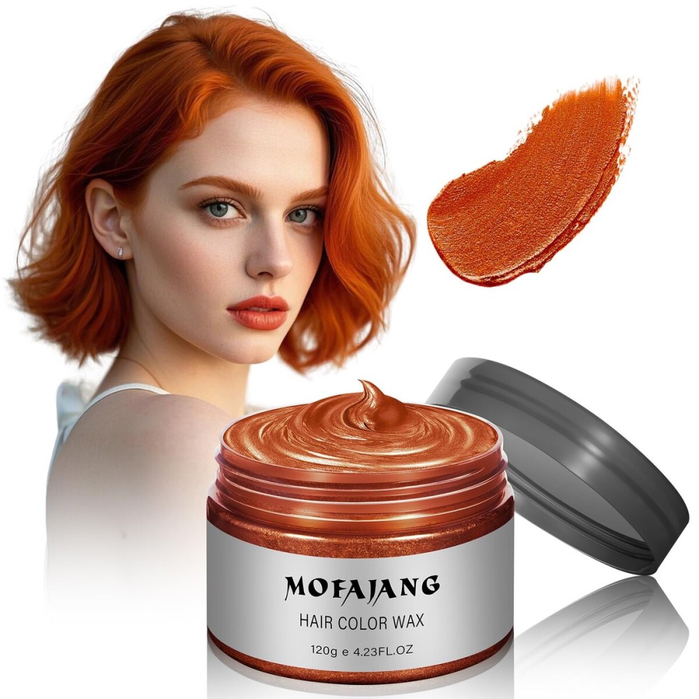 Orange Hair Spray, 4.23 Ounces Temporary Hair Color Wax, Natural Washable Hair Wax Color Spray, Kids Women Temporary Hair Dye Wax Pomades Clays for Christmas Parties, Role Playing, Halloween (Orange)