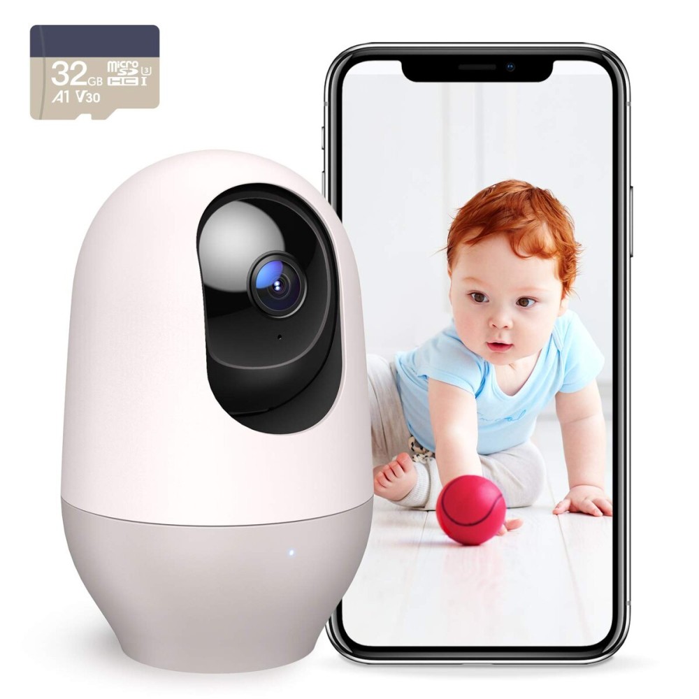 nooie Baby Monitor with SD Card,Baby Monitor with Camera 360 Camera, WiFi Baby Cam with Phone App, AI MotionTracking and Sound Detection,1080P Night Vision Two-Way Audio