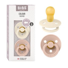BIBS Pacifiers Colour Collection | Natural Rubber Baby Pacifier | Set of 2 BPA-Free Soothers | Made in Denmark | 18+ Months (Pack of 2) | Blush/Ivory
