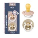 BIBS Pacifiers Colour Collection | Natural Rubber Baby Pacifier | Set of 2 BPA-Free Soothers | Made in Denmark | 18+ Months (Pack of 2) | Blush Night/Vanilla Night
