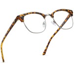 AOMASTE Blue Light Blocking Glasses Vintage Half Frame UV Clear Lens Anti Eyestrain Computer Gaming Glasses for Women Men