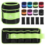 Adjustable Ankle Weights 1-10 LBS Pair with Removable Weight for Jogging, Gymnastics, Aerobics, Physical Therapy, Resistance Training|Each 1-5 LBS, Total 10LBS, Green