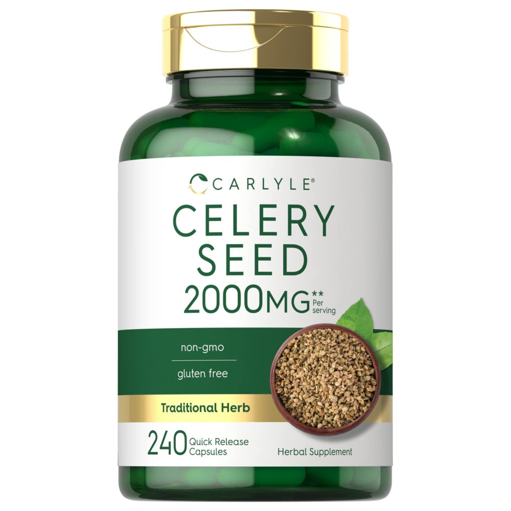Carlyle Celery Seed Extract Capsules | 2000mg | 240 Count | Traditional Herb Supplement | Non-GMO and Gluten Free Formula