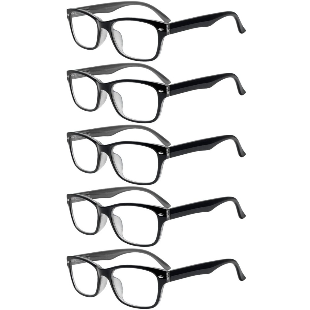SIGVAN Reading Glasses 5 Packs Blue Light Blocking Eyeglasses Quality Spring Hinge Colorful Computer Readers for Women Men (5 Black, 1.75, multiplier_x)