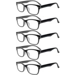 SIGVAN Reading Glasses 5 Packs Blue Light Blocking Eyeglasses Quality Spring Hinge Colorful Computer Readers for Women Men (5 Black, 1.75, multiplier_x)