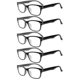 SIGVAN Reading Glasses 5 Packs Blue Light Blocking Eyeglasses Quality Spring Hinge Colorful Computer Readers for Women Men (5 Black, 1.75, multiplier_x)