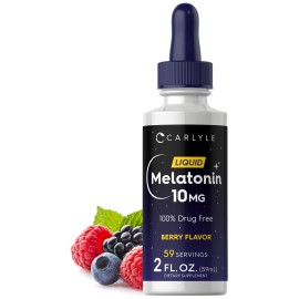 Carlyle Melatonin 10mg | 2 fl oz Liquid Drops | Berry Flavor | for Adults | Non-GMO, Vegetarian Supplement
