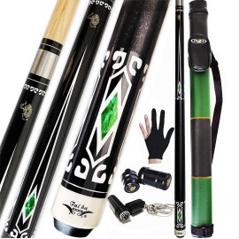 Tai ba cues 2-Piece Pool cue Stick + Hard Case, 13mm Tip, 58, Hardwood Canadian Maple Professional Billiard Pool Cue Stick 18,19,20,21,22 Oz Pool Stick (Selectable)-Blue, Black, Red, Gray, Green