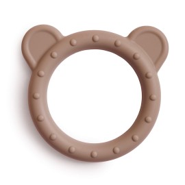 mushie Silicone Baby Teether Toy | Bear (Natural)