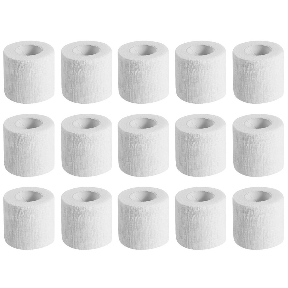 KISEER 15 Pack 2 Inch x 5 Yards White Self Adhesive Bandage Breathable Cohesive Bandage Wrap Rolls Elastic Self-Adherent Tape for Stretch Athletic, Sports, Wrist, Ankle