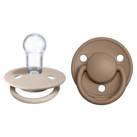 BIBS Pacifiers - De Lux Collection | BPA-Free Baby Pacifier | Made in Denmark | Set of 2 Vanilla/Dark Oak Color Premium Soothers | Size One Size